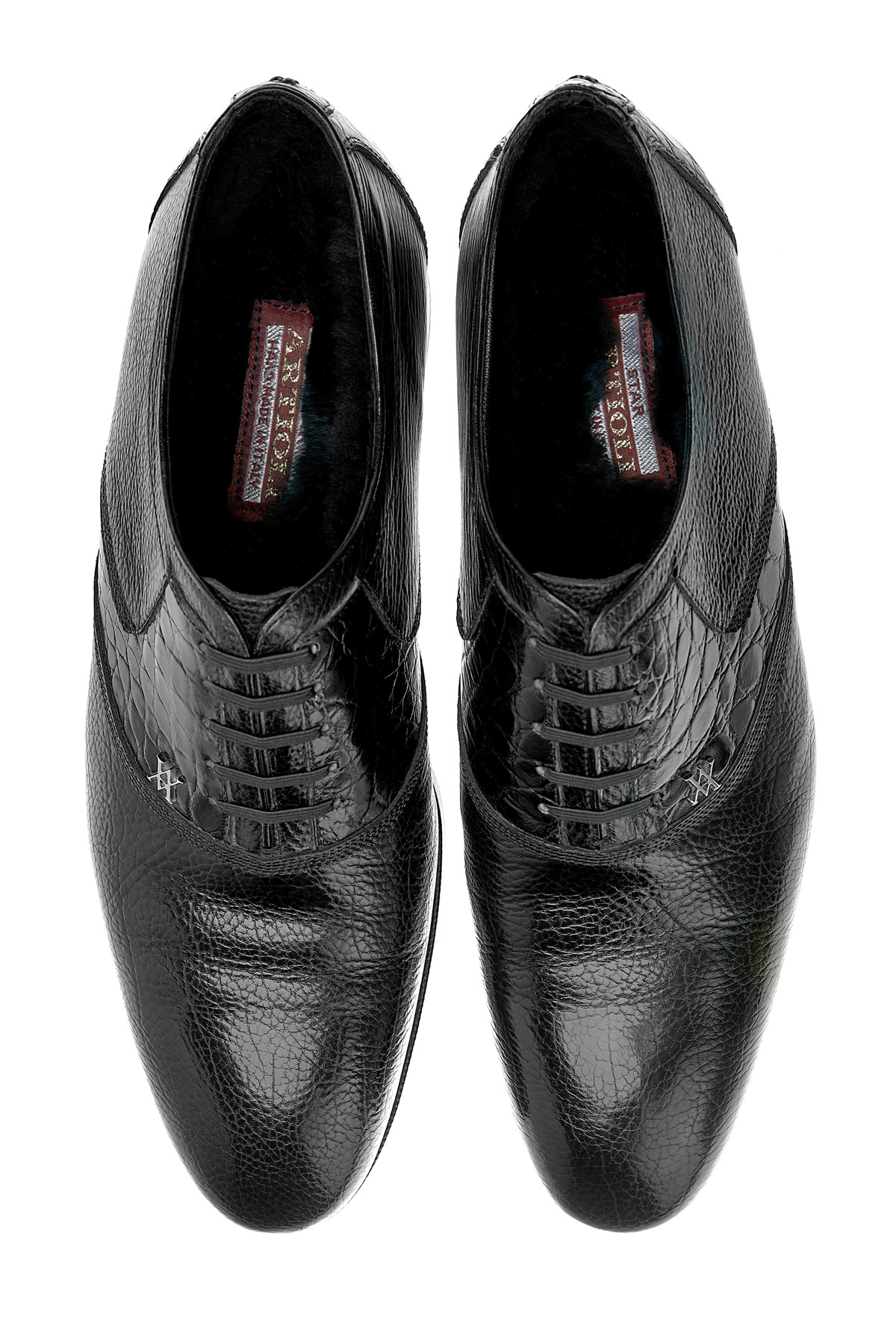 Туфли-оксфорды из фактурной зернистой кожи с подкладкой из меха ARTIOLI, цвет черный, размер 39;40 - фото 6